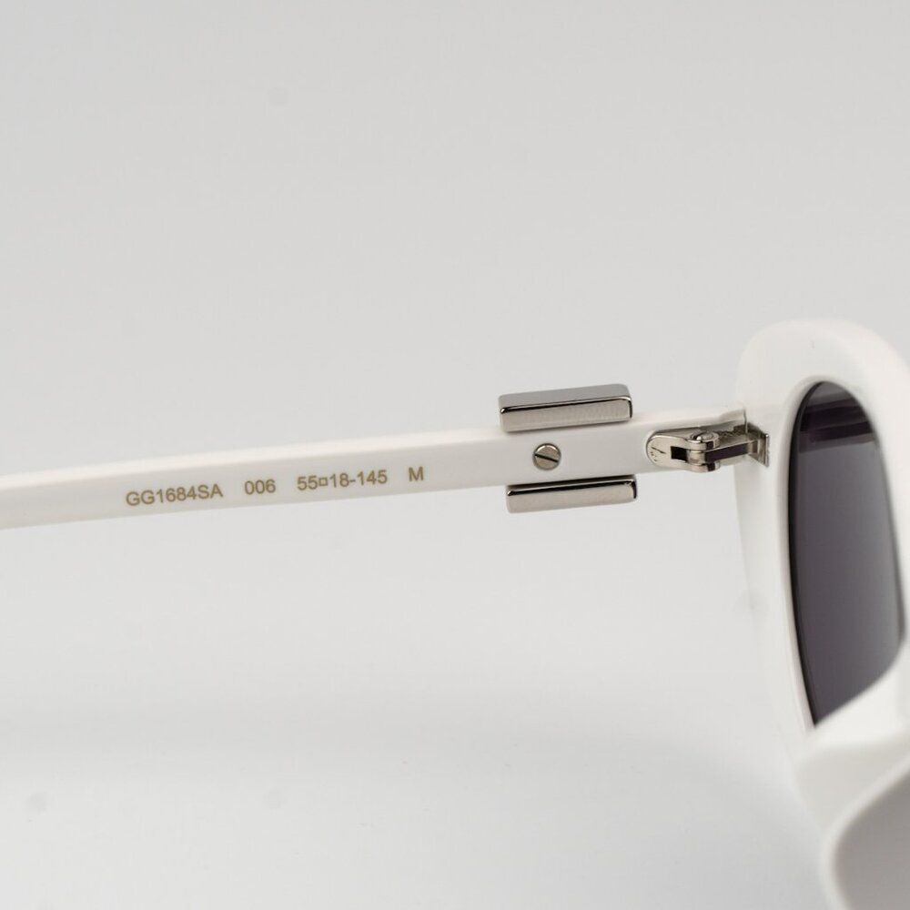 NEW Gucci GG1684SA 006 White Grey Unisex Oval Sunglasses GG 1684SA - Picture 8 of 10
